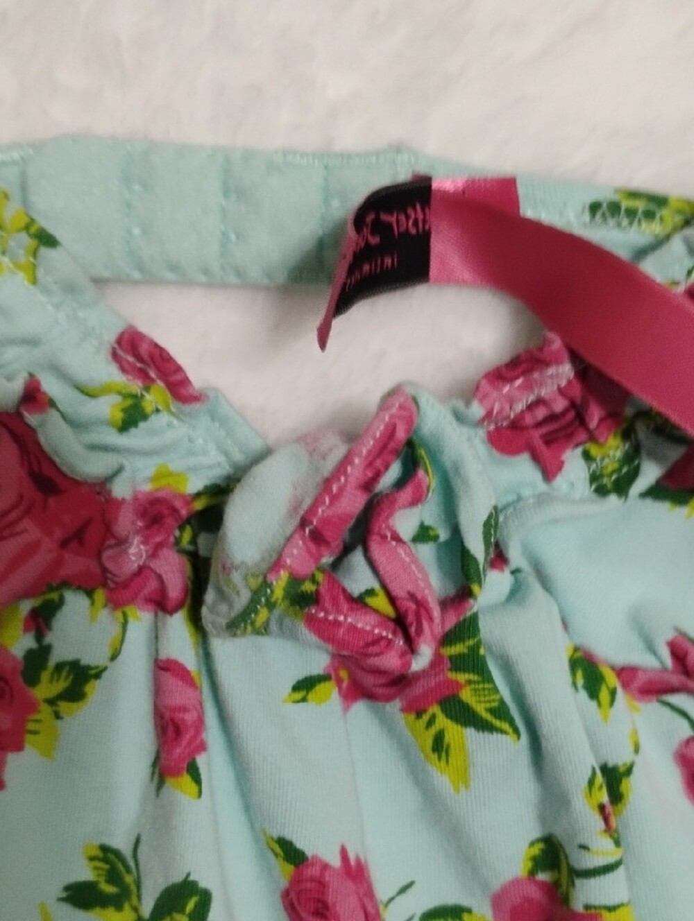 Betsey Johnson Mint Floral Spaghetti Strap Camisole with Pink Roses - Picture 5 of 7